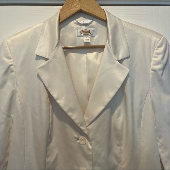 Vintage Talbots Blazer Jacket Womens Size 12 Ivory Viscose Silk Blend One Button - Picture 3 of 9